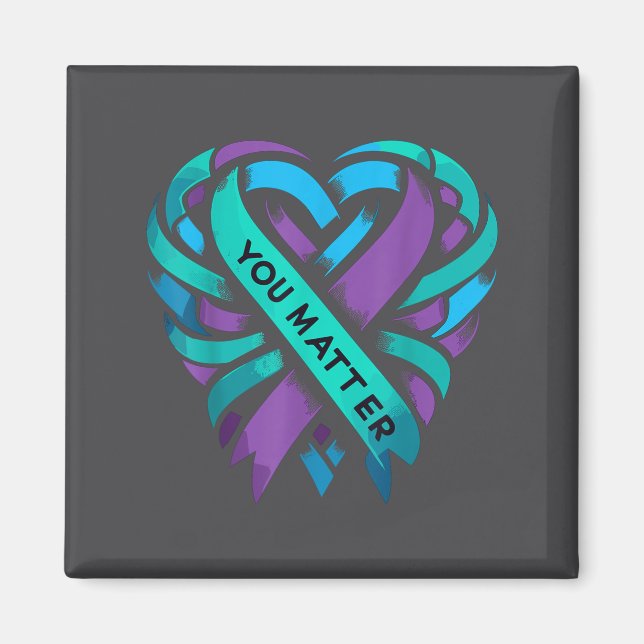 Aimant Teal Purple Heart You Suicide Prevention Awareness (Devant)