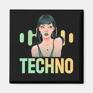 Aimant Techno Girl Musicien DJ Bass Music Fan