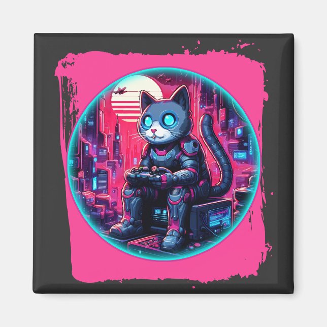 Aimant Technologies Feline futuriste (Devant)