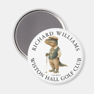 Aimant Tee-Rex Dinosaure Nom de golfeur personnalisé et c