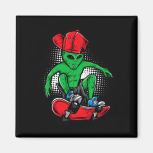 Aimant Tee-shirt de skateur extraterrestre, croyant en le