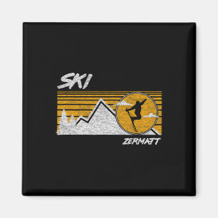 Aimant Tee Ski Zermatt Suisse Ski rétro