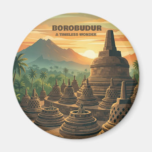 Aimant Temple de Borobudur vintage Indonésie Lever de sol