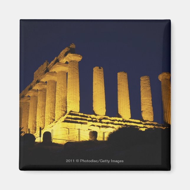 Aimant Temple grec à la nuit avec jaunes et oranges (Devant)