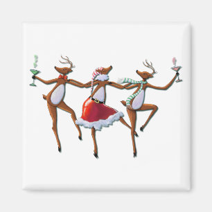 Aimant TEMPS DE LA FÊTE DANCING REINDEER par SHARON SHARP