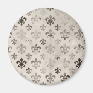 Aimant Tendance Argent Gray Fleur De Lis Motif