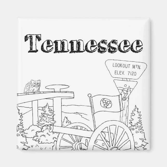 Aimant Tennessee Symboles d'État volontaire Images d'État (Devant)