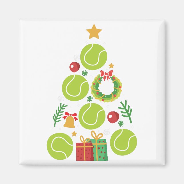 Aimant Tennis Christmas Tree | Cadeau de Noël Sports (Devant)