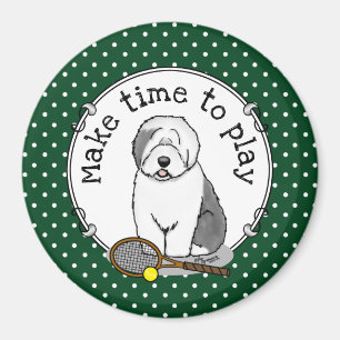 Aimant Tennis Old English Sheepdog (Gris 1) Chien mignonn