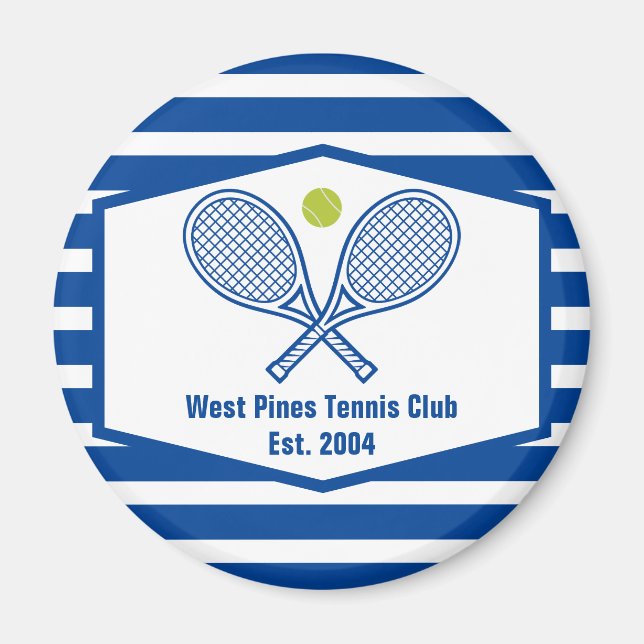 Aimant Tennis sur mesure Country Club Bleu rayé (Devant)
