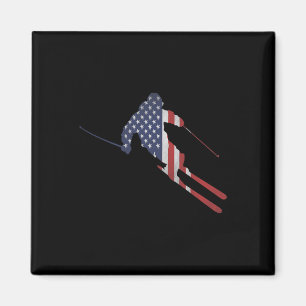 Aimant Tenue de ski Drapeau Américain pour skieurs et ski