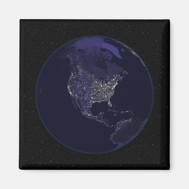 Aimant Terre entière la nuit montrant les lumières de la  (Devant)