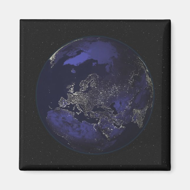 Aimant Terre entière la nuit montrant les lumières de la  (Devant)