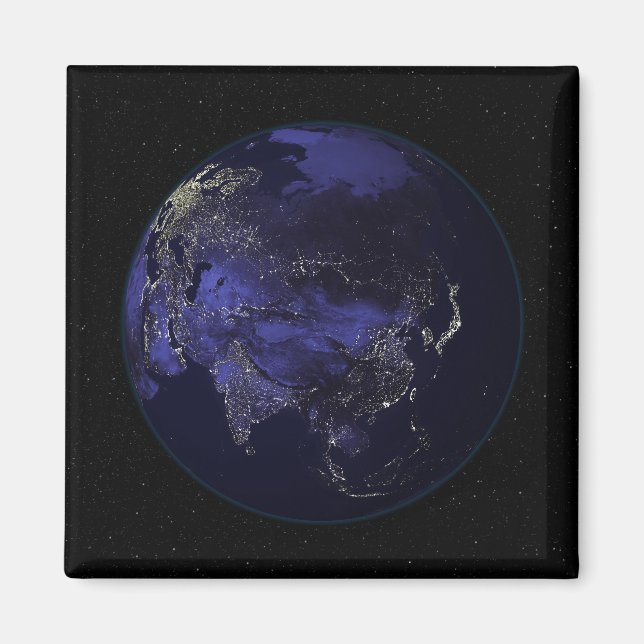 Aimant Terre entière la nuit montrant les lumières de la  (Devant)