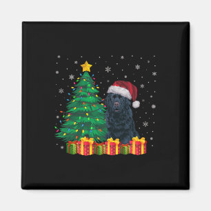 Aimant Terre-Neuve moche Santa Hat Christmas Lights Chien