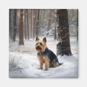 Aimant Terrier Australien Silky Qu'il neige Noël