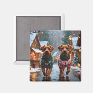 Aimant Terrier de la baie de Chesapeake Noël Neige Vacanc