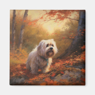 Aimant Terrier tibétain à l'automne Feuilles automne Insp