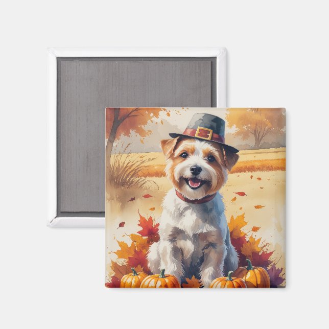 Aimant Terrier Tibétain À L'Automne Laisse L'Art Thanksgi (Recto/Verso)