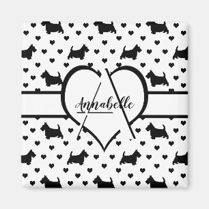 Aimant Terriers écossais noirs (Chiens écossais) - Blanc