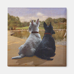 Aimant Terriers écossais roux et noirs
