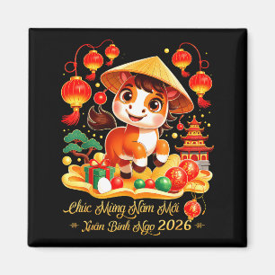 Aimant Tét Binh Ngo 2026 Nouvel An vietnamien Chuc Mung N