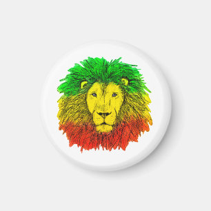Aimant Tête de lion rasta rouge jaune vert dessin Jamaïqu