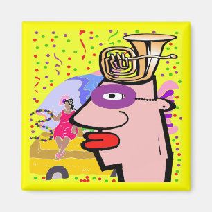 Aimant Tête de tuba masquée pour le mardi gras
