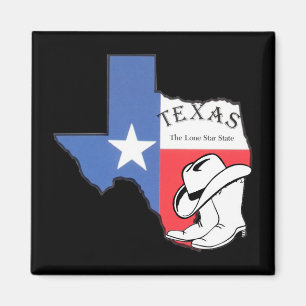 Aimant Texas : Drapeau et silhouette du Texas