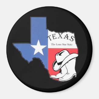 Aimant Texas : Drapeau et silhouette du Texas,
