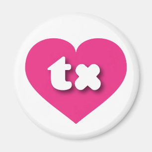 Aimant Texas hot coeur rose - J'aime tx