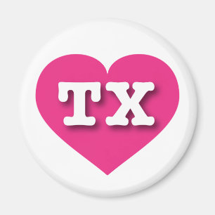 Aimant Texas Hot Pink Heart - J'aime TX