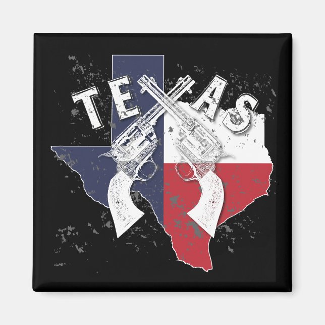 Aimant Texas State Crossing Pistols Souvenir désorganisé (Devant)
