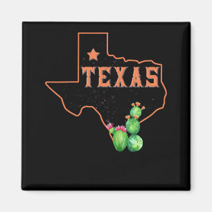 Aimant Texas State Map Pride Cactus Vintage