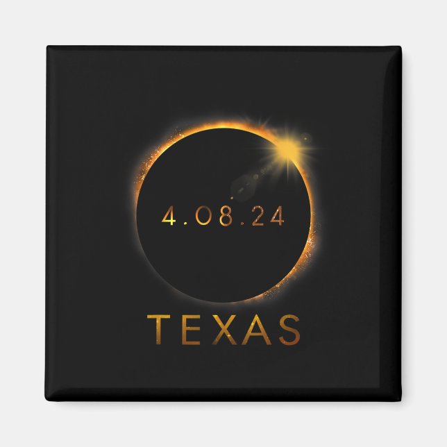 Aimant Texas Total Solar Eclipse Avril 8 2024 Texas Solar (Devant)