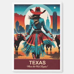 Aimant Texas Travel : là où commence l'Ouest
