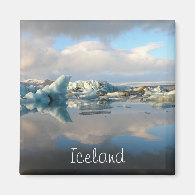 Aimant Texte de l'aimant de réflexion du lac de Jokulsarl (Devant)