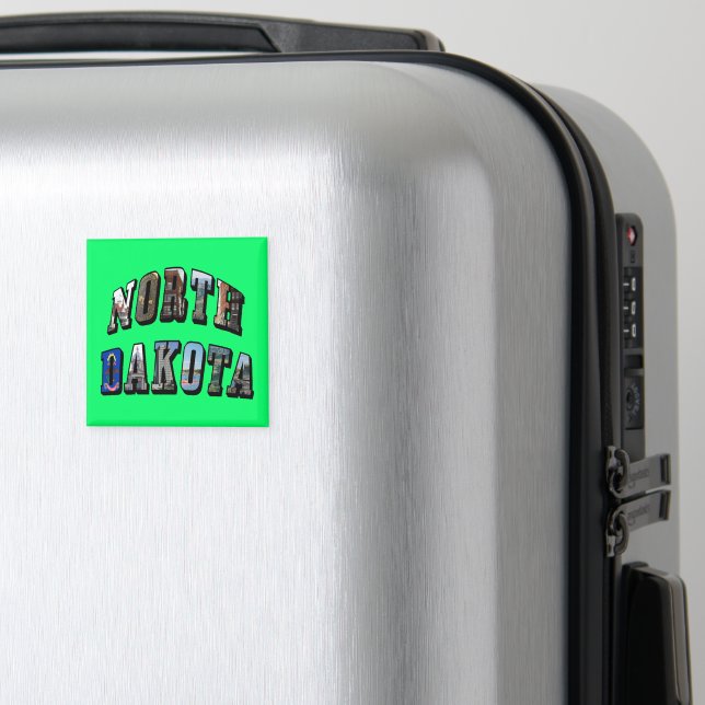 Aimant Texte de l'image du Dakota du Nord (In Situ (Bagages))