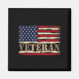 Aimant Texte gras de Vétéran Rétro Drapeau des États-Unis