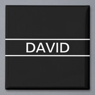 Aimant Texte personnalisable Moderne Gras Noir & Blanc