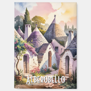 Aimant Texte personnalisé Alberobello Italie Trulli Aquar