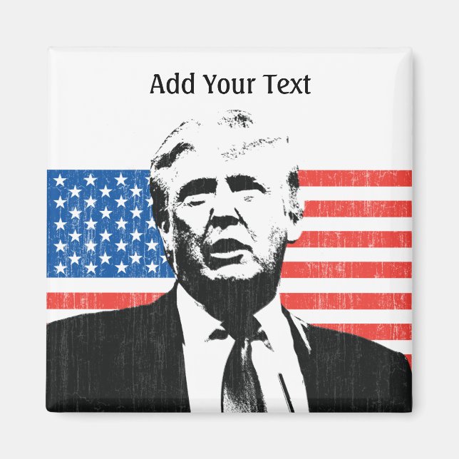 Aimant Texte personnalisé du drapeau américain Donald Tru (Devant)