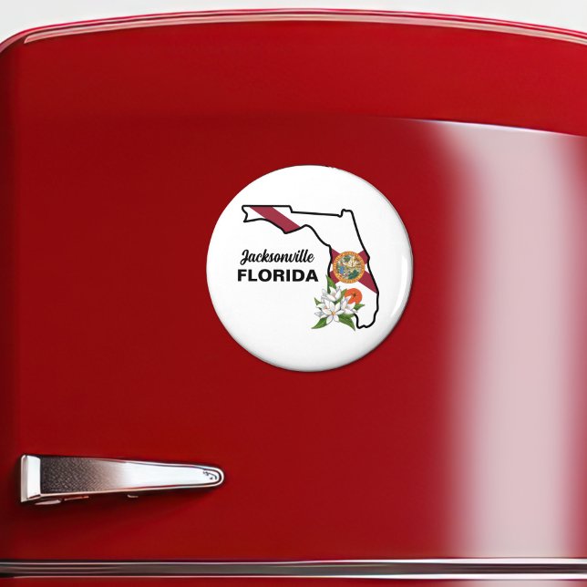 Aimant Texte personnalisé Floride Drapeau & Fleur Orange  (Créateur téléchargé)