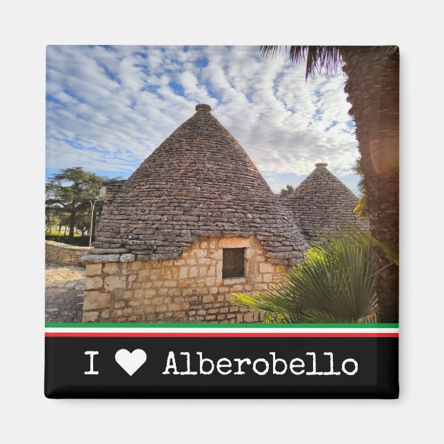 Aimant Texte personnalisé, logements trulli en Alberobell (Devant)