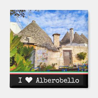 Aimant Texte personnalisé, maisons trulli, Alberobello, P