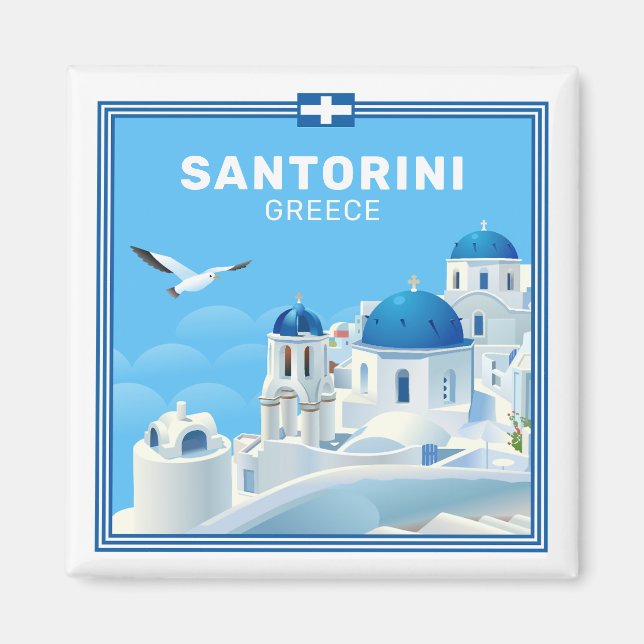 Aimant Texte personnalisé Santorin Grèce (Devant)