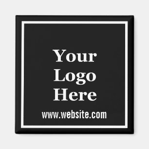 Aimant Texte promotionnel en noir et blanc Votre logo ici