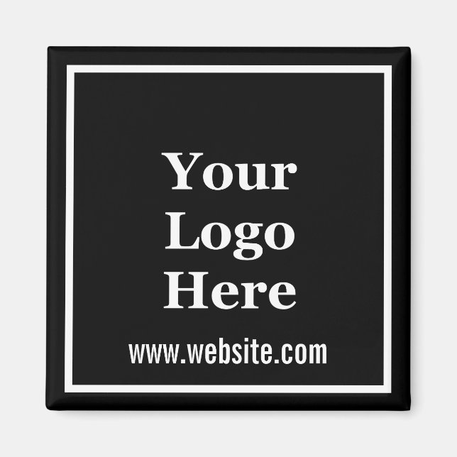 Aimant Texte promotionnel en noir et blanc Votre logo ici (Devant)