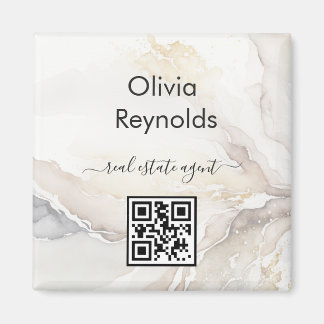 Aimant Texture minimaliste moderne en marbre Code QR neut