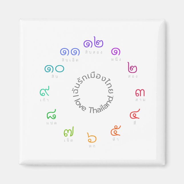 Aimant thaïlandais fait sur commande de nombres (Devant)